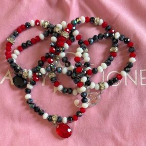 Sassy jones Elegant Red and Black Beaded Bracelet Set